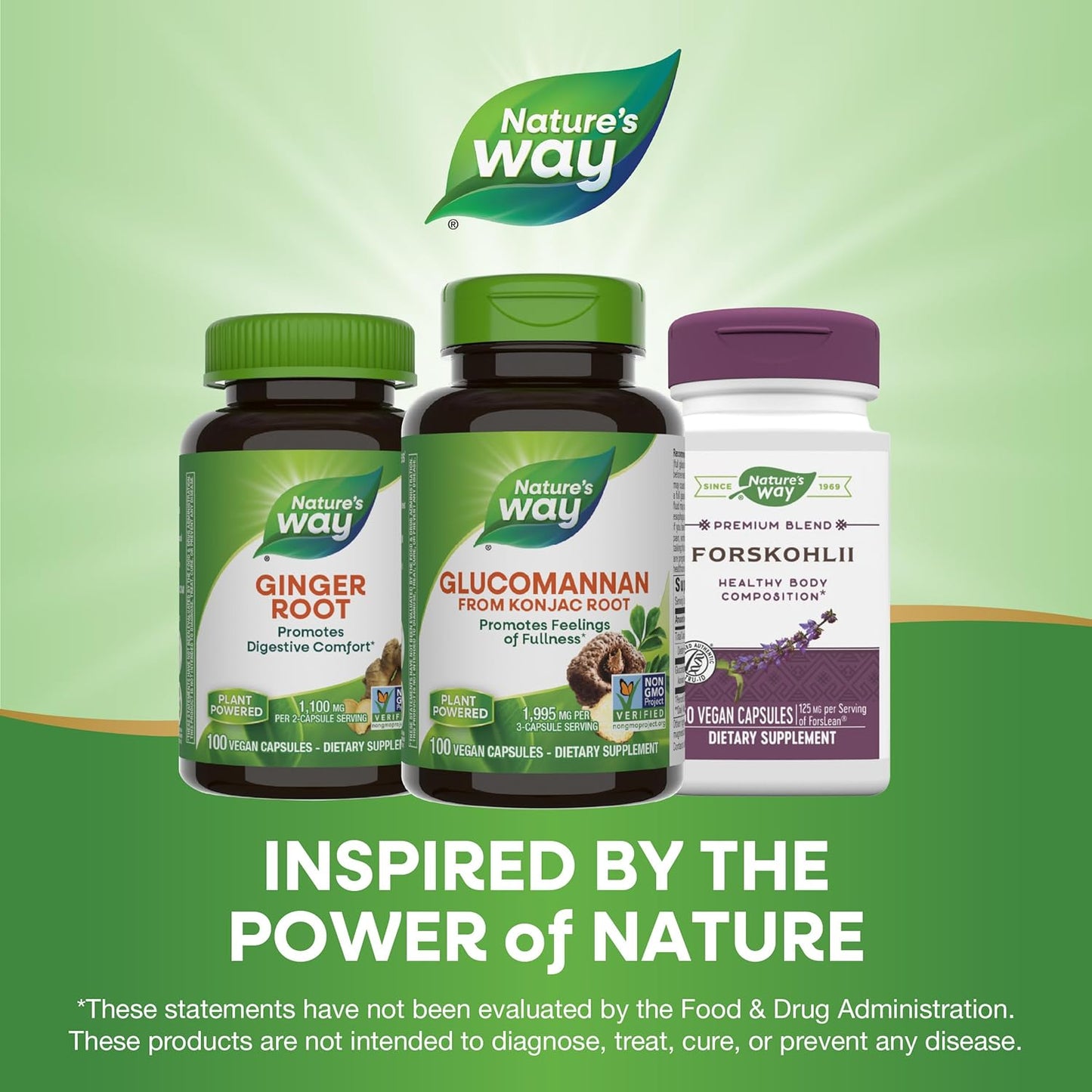 Nature's Way Premium Herbal Glucomannan from Konjac Root, 1,995 mg per serving, 100 Vegan Capsules - Medaid