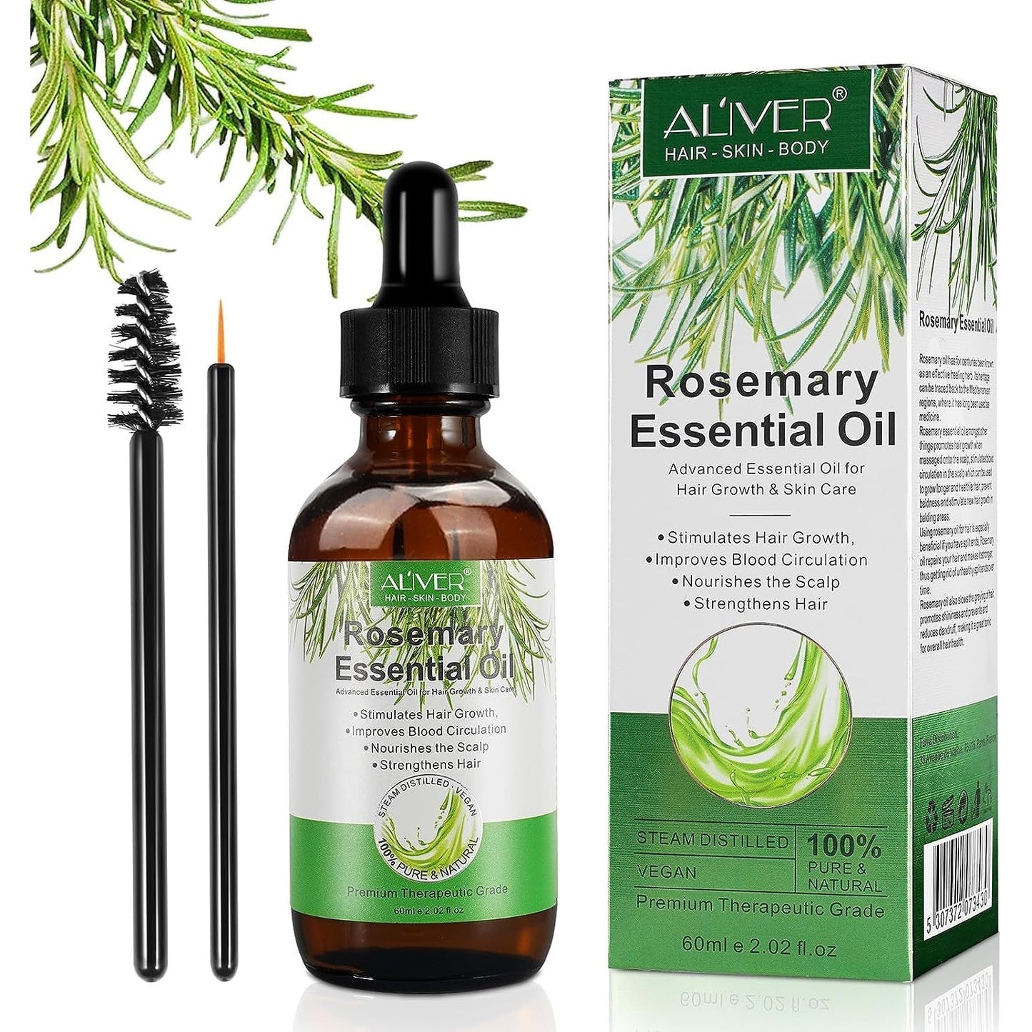 Rosemary Oil for Hair Growth 2 Fl Oz, Pure Organic Rosemary Essential Oils Serum for Dry Damaged Hair and Growth, Hair Loss Scalp Treatment - Medaid