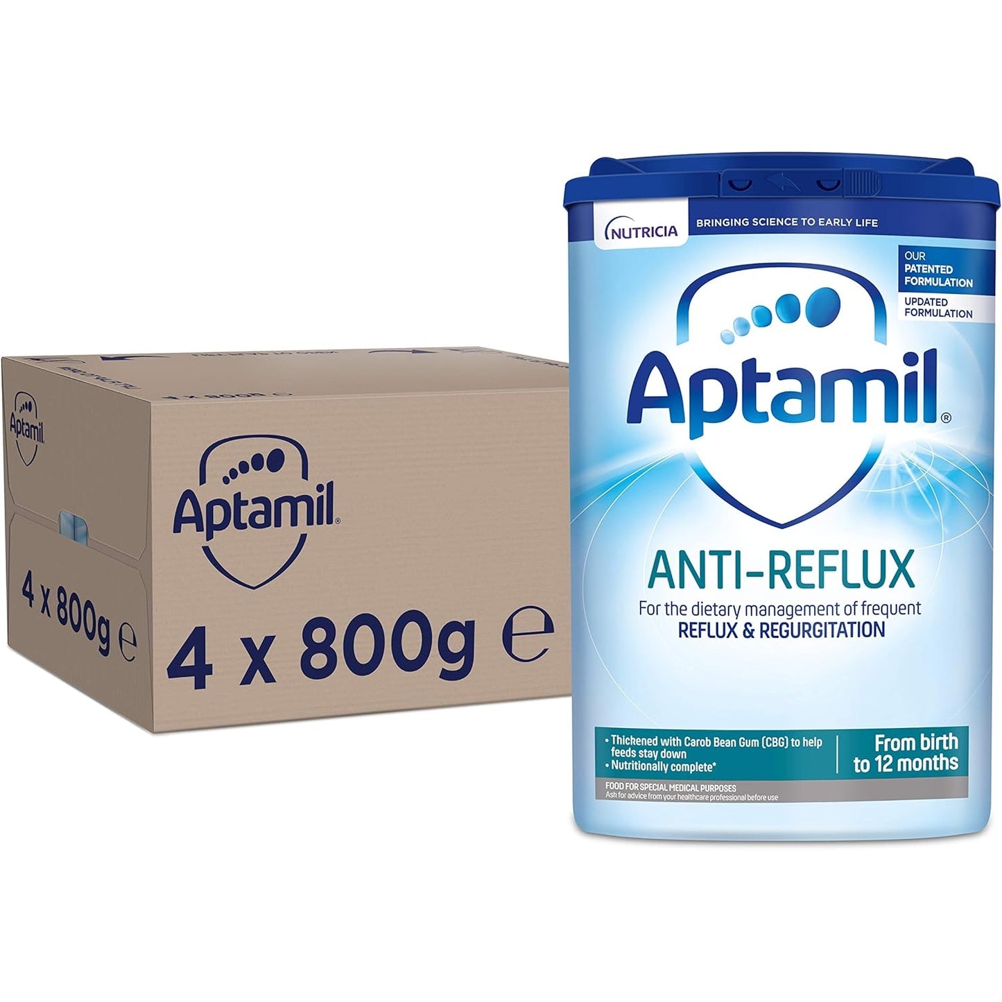 Aptamil Anti-Reflux Baby Milk Powder Formula, from Birth, 800g (Pack of 4) - Medaid