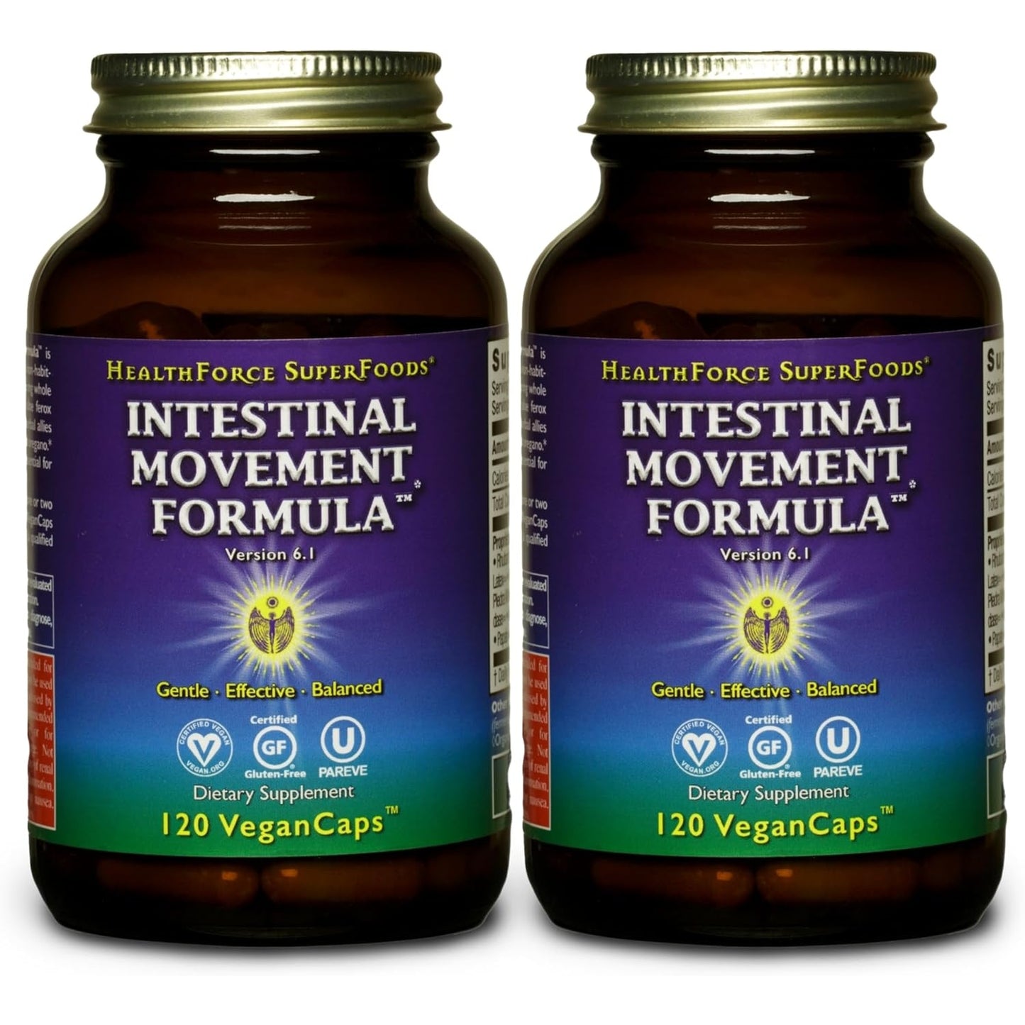 HEALTHFORCE SUPERFOODS Intestinal Movement Formula - Natural Laxative Supports Bowel Regularity - All-Natural Digestion Supplement to Support Constipation - Gluten-Free & Vegan - 120 Capsules - Medaid
