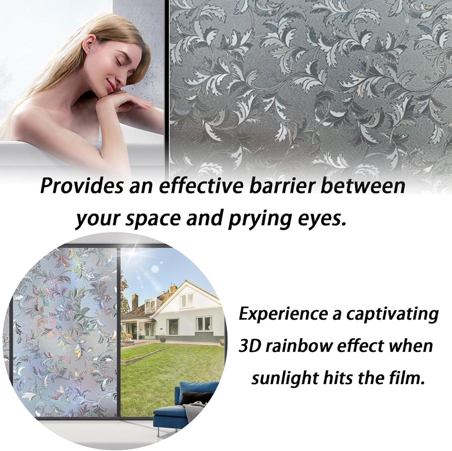 Frosted Stained Glass Window Film | Decorative PVC Privacy Cling | Non-Adhesive Static Design | Easy Installation | Enhance Home Décor | Size: 60 x 200cm - Medaid