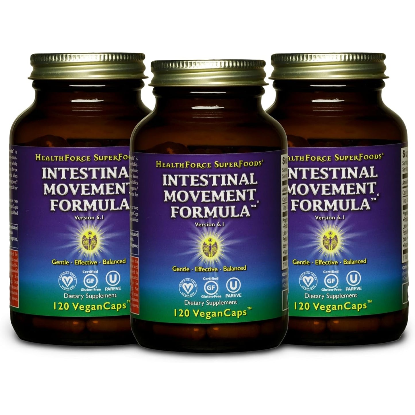 HEALTHFORCE SUPERFOODS Intestinal Movement Formula - Natural Laxative Supports Bowel Regularity - All-Natural Digestion Supplement to Support Constipation - Gluten-Free & Vegan - 120 Capsules - Medaid