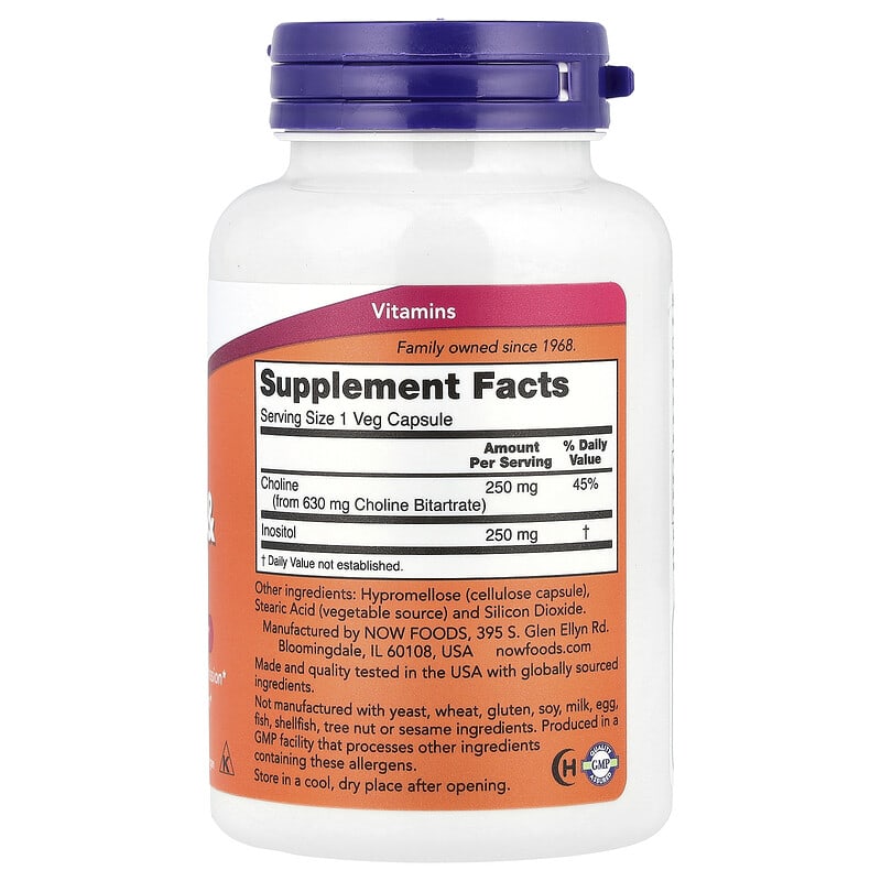 NOW Foods, Choline & Inositol, 100 Veg Capsules - Medaid