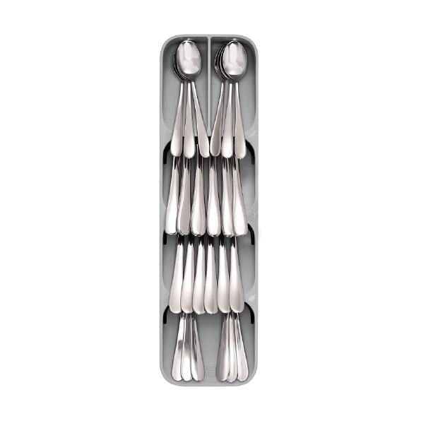 Joseph Joseph DrawerStore Compact Cutlery Organizer Kitchen Drawer Tray, Small,Gray - Medaid