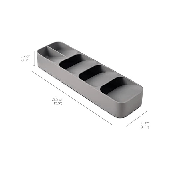 Joseph Joseph DrawerStore Compact Cutlery Organizer Kitchen Drawer Tray, Small,Gray - Medaid