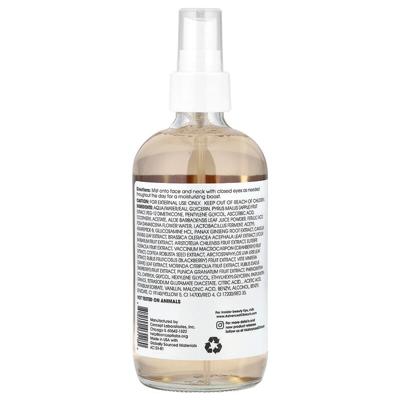 Advanced Clinicals, Vitamin C + Aloe Vera, Antioxidant Glow Facial Mist, 222 ml - Medaid