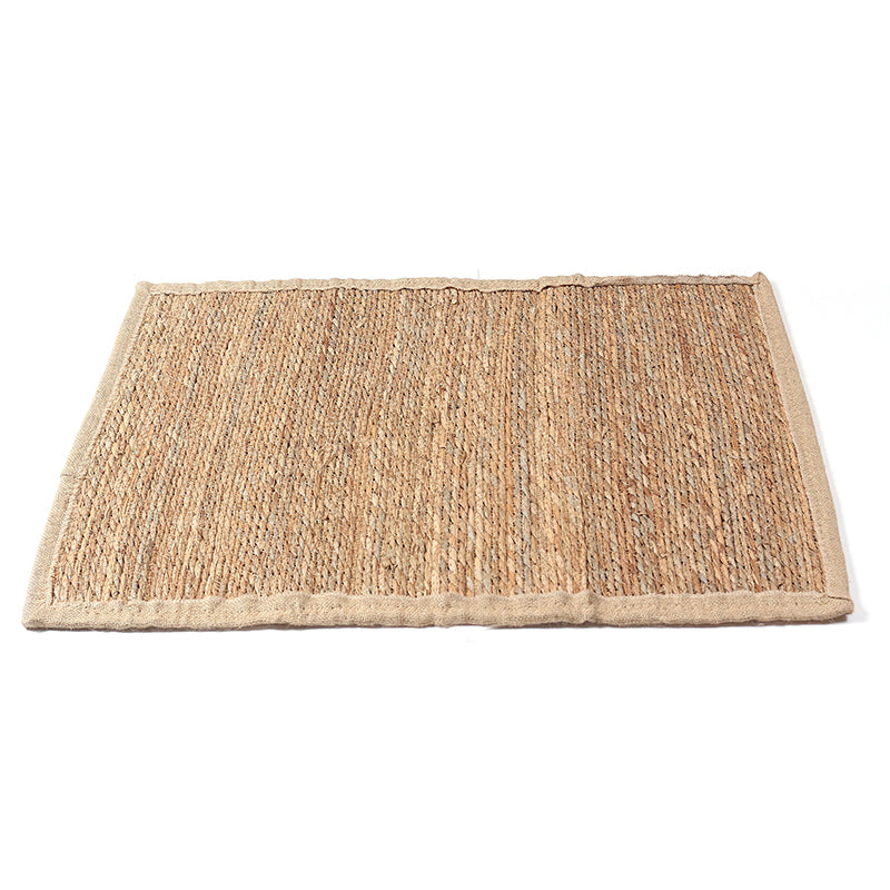 90 CM X 60 CM Handmade Rectangular Natural Fibers Jute Rug with Nest Cloth Ends Braided Reversible Rugs for Bedroom Living Room Indoor and Outdoor - Medaid