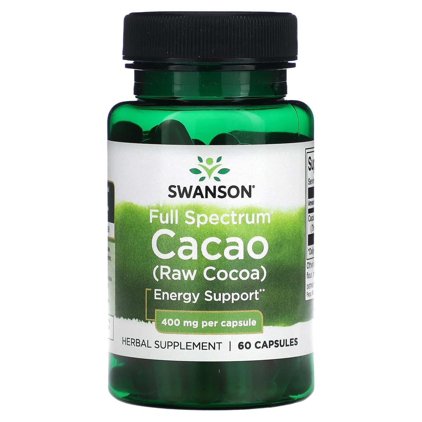 Swanson, Full Spectrum Cacao (Raw Cocoa), 400 mg , 60 Capsules - Medaid