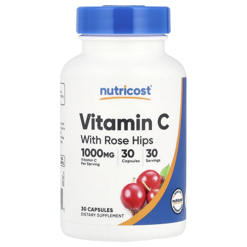 Nutricost, Vitamin C With Rose Hips, 30 Capsules - Medaid