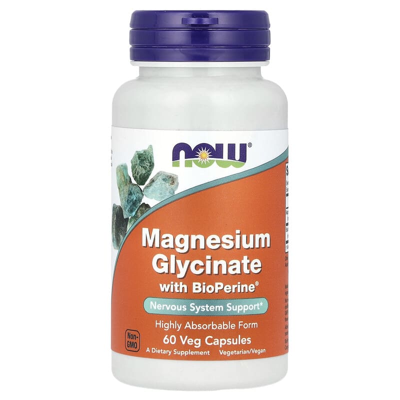 NOW Foods, Magnesium Glycinate, 60 Veg Capsules - Medaid
