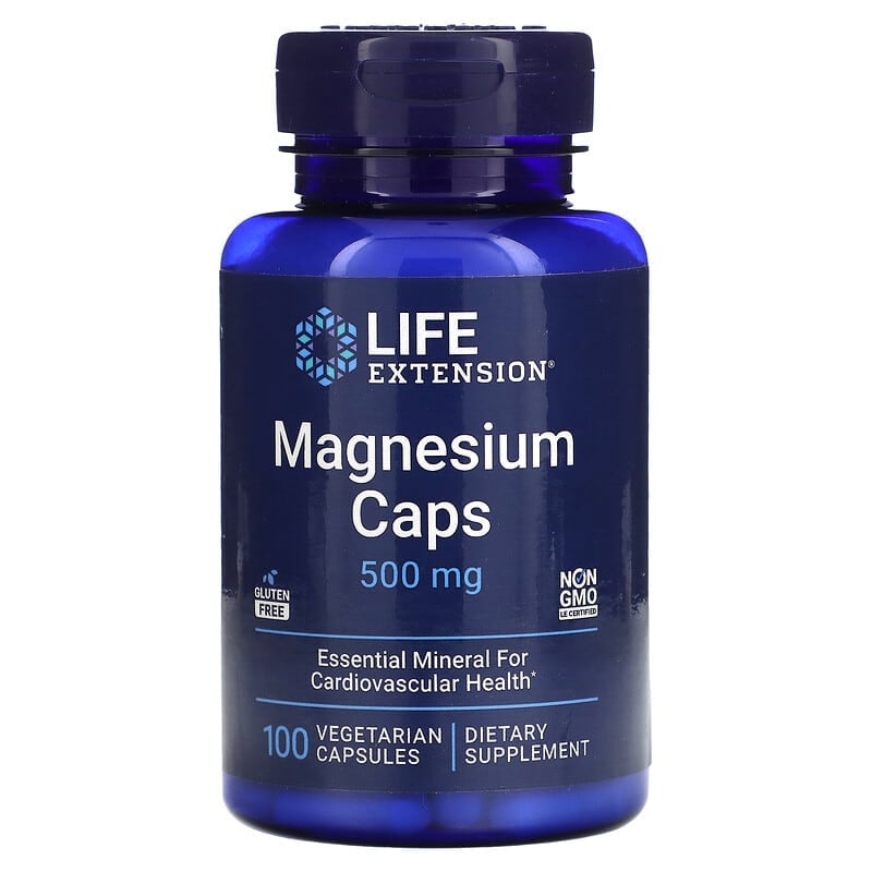 Life Extension, Magnesium Caps , 500 mg, 100 Vegetarian Capsules - Medaid
