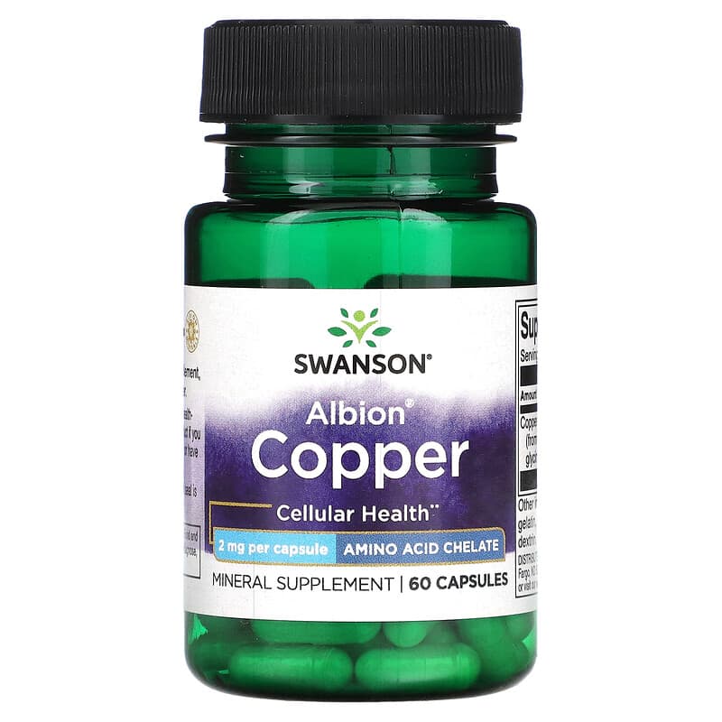 Swanson, Albion Copper, 2 mg, 60 Capsules - Medaid