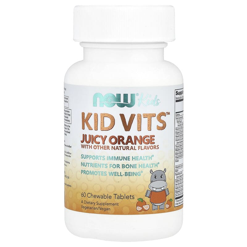 NOW Foods, Kids Multivitamins, Juicy Orange, 60 Chewable Tablets - Medaid