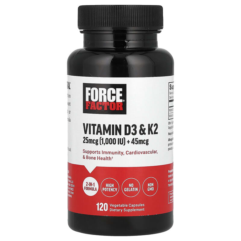 Force Factor, Vitamin D3 & K2 , 120 Vegetable Capsules - Medaid