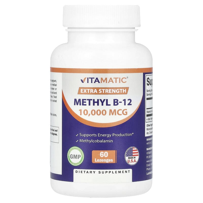 Vitamatic, Methyl B-12, Extra Strength, 10,000 MCG, 60 Lozenges - Medaid