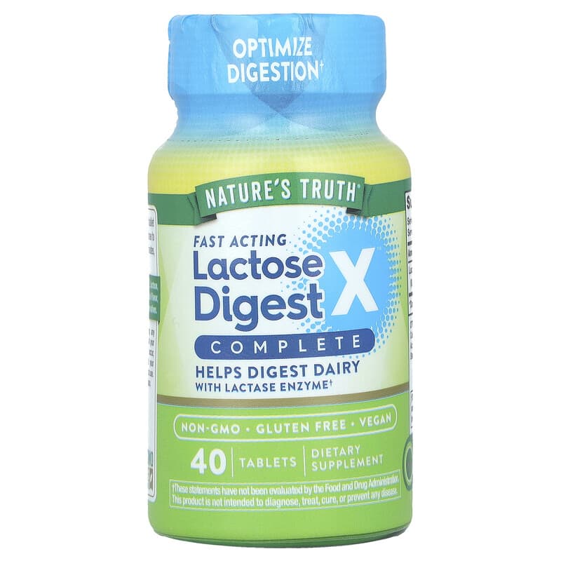 Nature's Truth, Fast Acting Lactose Digest X Complete, 90 mg, 40 Tablets - Medaid
