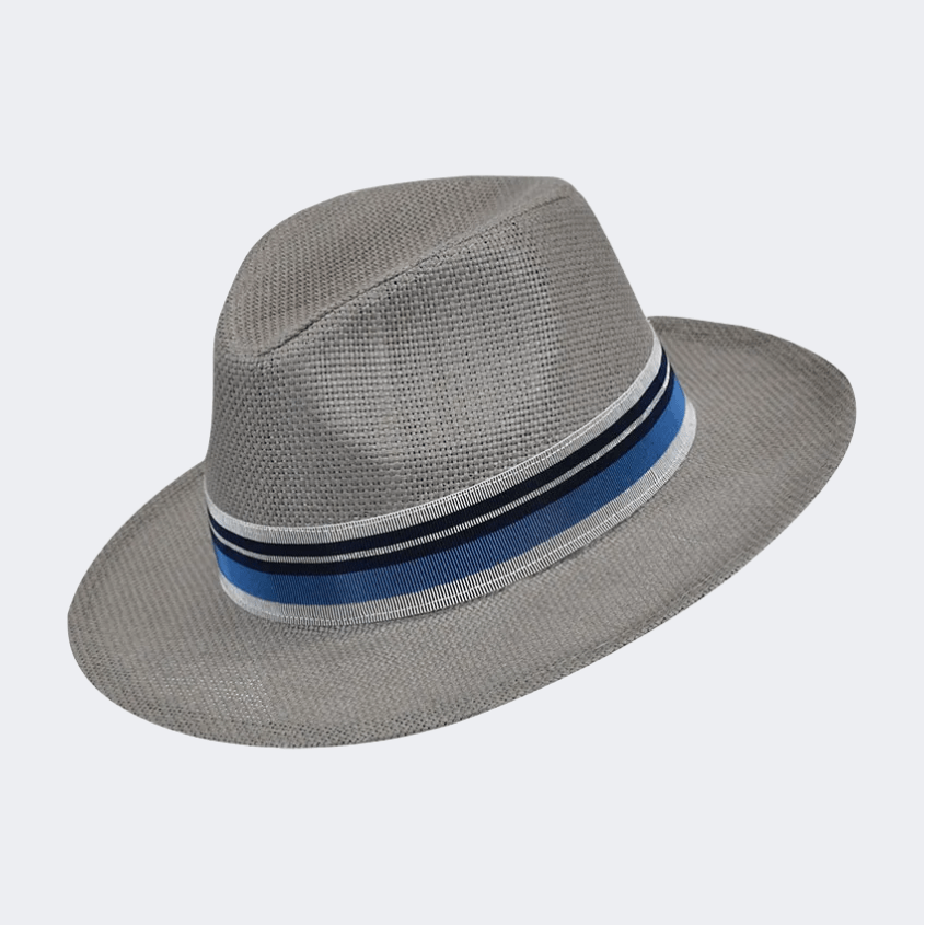 Stamion Fedora Zen Stretch Ribbon Men Beach Hat Grey - Medaid