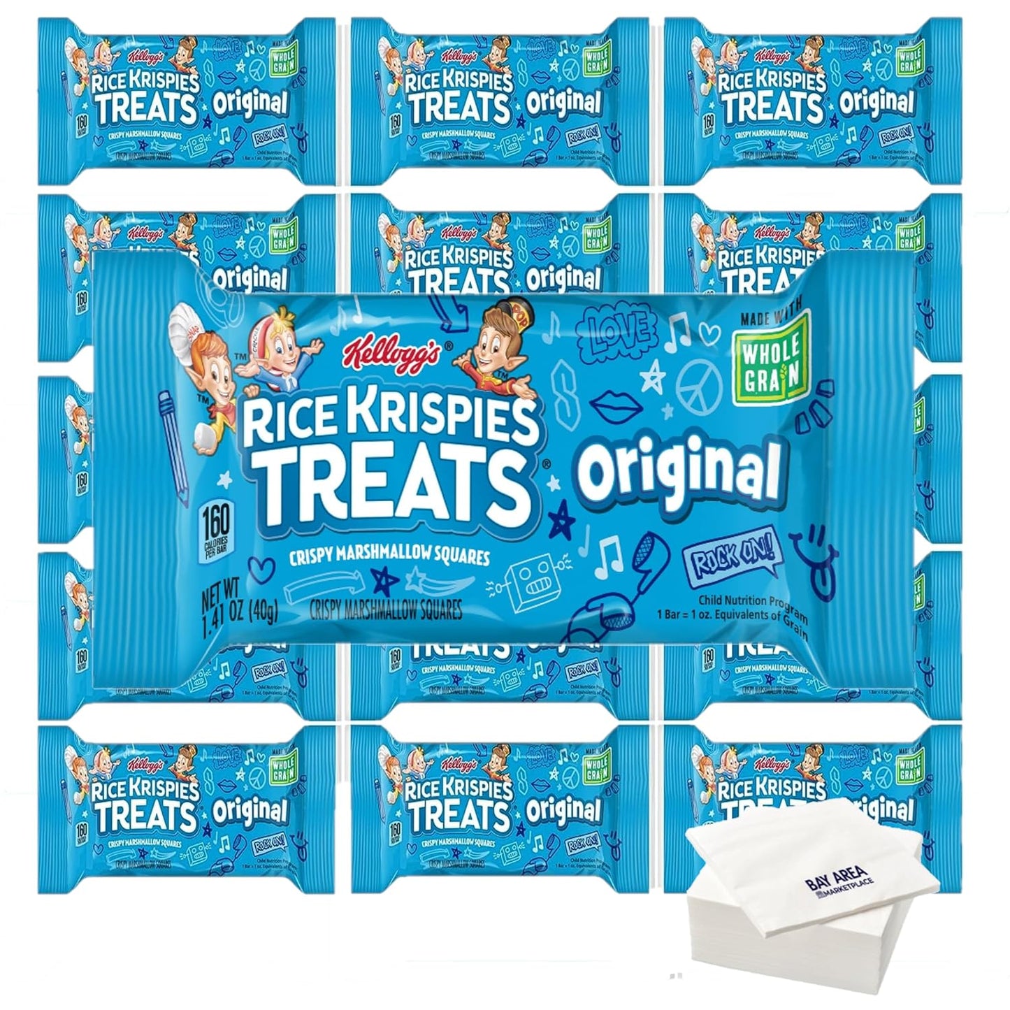 Rice Krispies Treats Crispy Marshmallow Squares, Original, Singles - Medaid