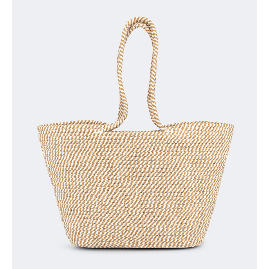 Top Ten Chic Women Beach Bag Begie/White - Medaid International