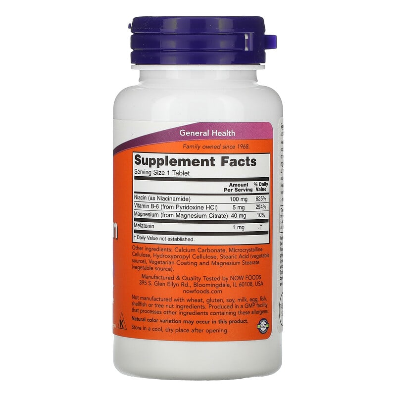 NOW Foods, Melatonin, 1 mg, 100 Tablets - Medaid