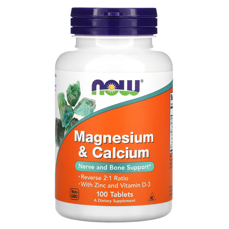 NOW Foods, Magnesium & Calcium, 100 Tablets - Medaid