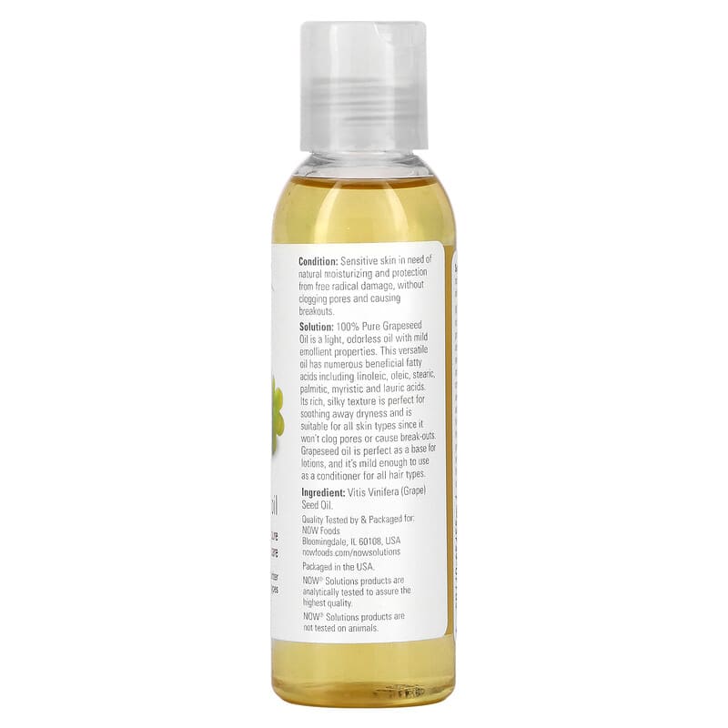 NOW Foods, Solutions, Grapeseed Oil, 4 fl oz (118 ml) - Medaid
