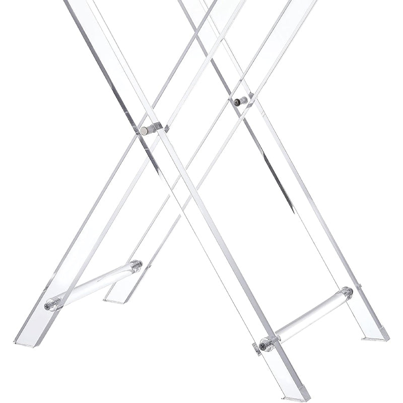 65 CM Clear Folding Plexi Rectangular Tray Table with Black Bottom Portable Side Table for Bedroom Living Room Kitchen Nightstand - Medaid