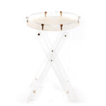 63 CM Clear Folding Plexi Round Tray Table Portable Side Table for Bedroom Living Room Kitchen Nightstand - Medaid