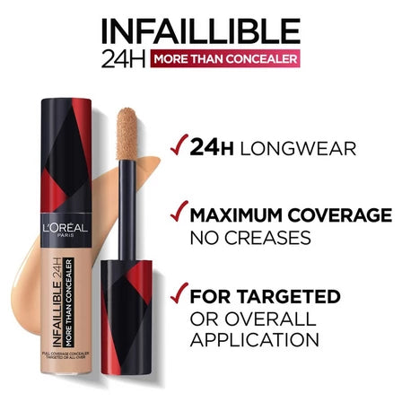 L'Oreal Paris Infaillible Full Wear Concealer- Waterproof, Full Coverage, Makeup - Medaid