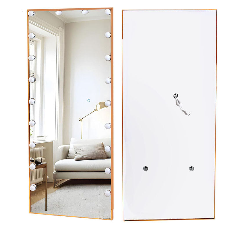 170 CM, Modern Mirror with LED Bulbs and Smart Touch Control, Wall Mounted Mirror with Gold Metal Frame for Bedroom, Living Room - Medaid