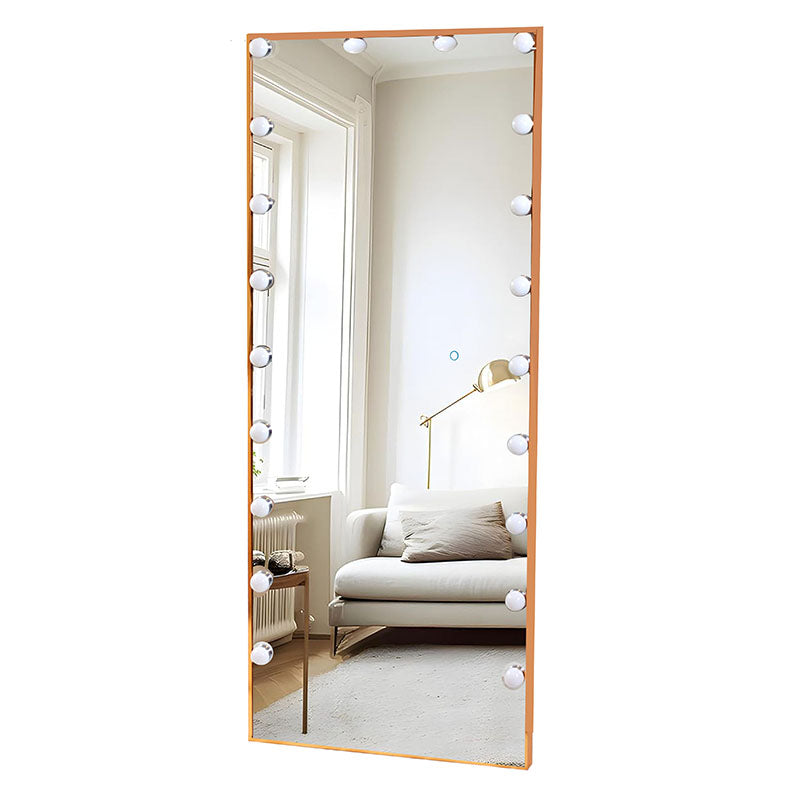 170 CM, Modern Mirror with LED Bulbs and Smart Touch Control, Wall Mounted Mirror with Gold Metal Frame for Bedroom, Living Room - Medaid