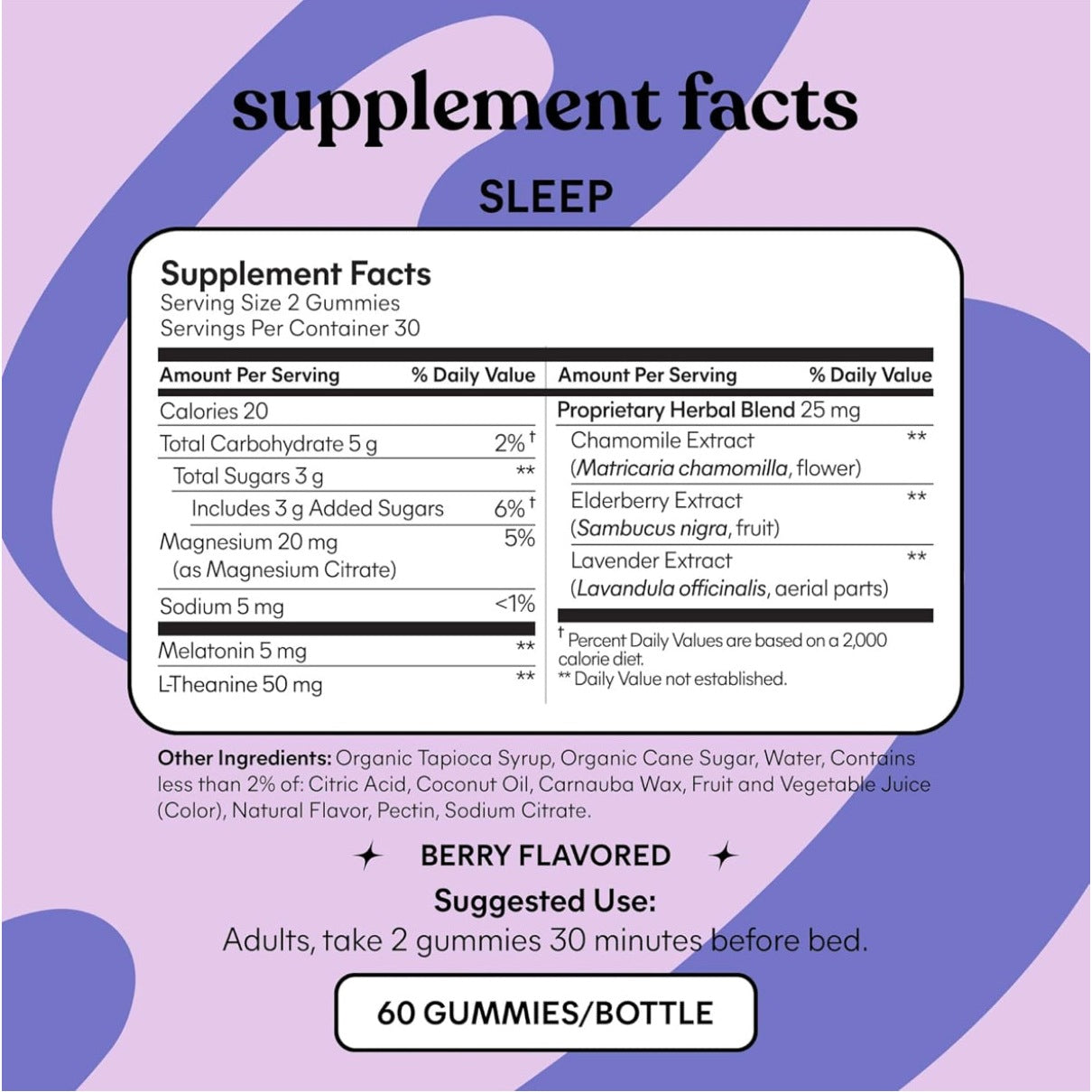 Lemme Sleep Gummies with 5mg Melatonin, Elderberry, Magnesium, L-Theanine, Chamomile and Lavender, Drug-Free Nighttime Sleep Aid, Vegan, Gluten Free, Gelatin Free, Non GMO, Berry Flavored (60 Count) - Medaid