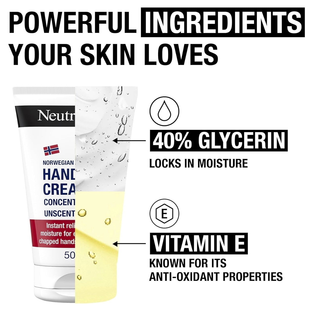 Neutrogena Norwegian Formula Concentrated Unscented Hand Cream with Glycerin and Vitamin E (1x 50ml), Immediate and Lasting Relief from Dry Skin and Chapped Hands. - Medaid