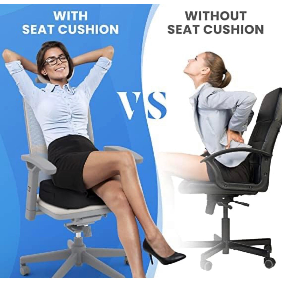 Seat Cushion for Office Chair,Memory Foam Non-Slip Desk Chair Cushion Back, Coccyx, Sciatica, Tailbone Pain Relief Butt Pillow for Office Chair, Car Wheelchair (Black) - Medaid - Lebanon