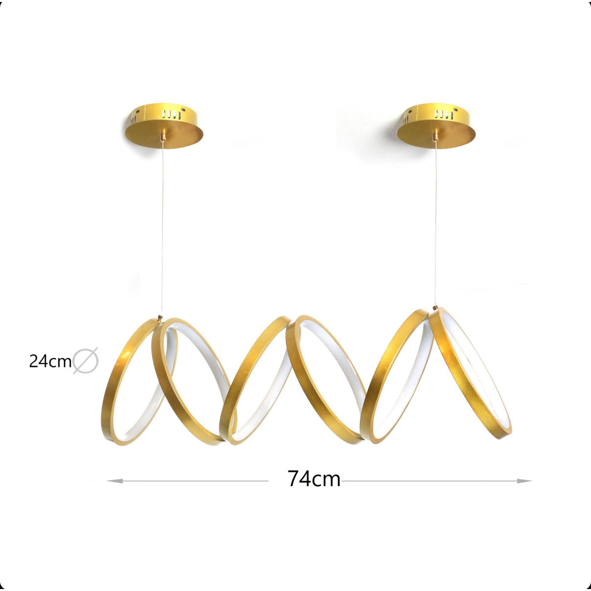 74 CM Modern Hanging LED Circles Pendant Lights for Dining Room Kitchen Bedroom Living Room Gold - Medaid