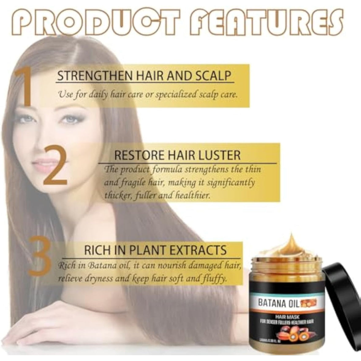 YBW Batana Oil for Hair Growth and Nourishment (100G), YBW Natural Batana Oil to Prevent Hair Loss, Eliminates Split Ends for Men and Women - 100g - Medaid