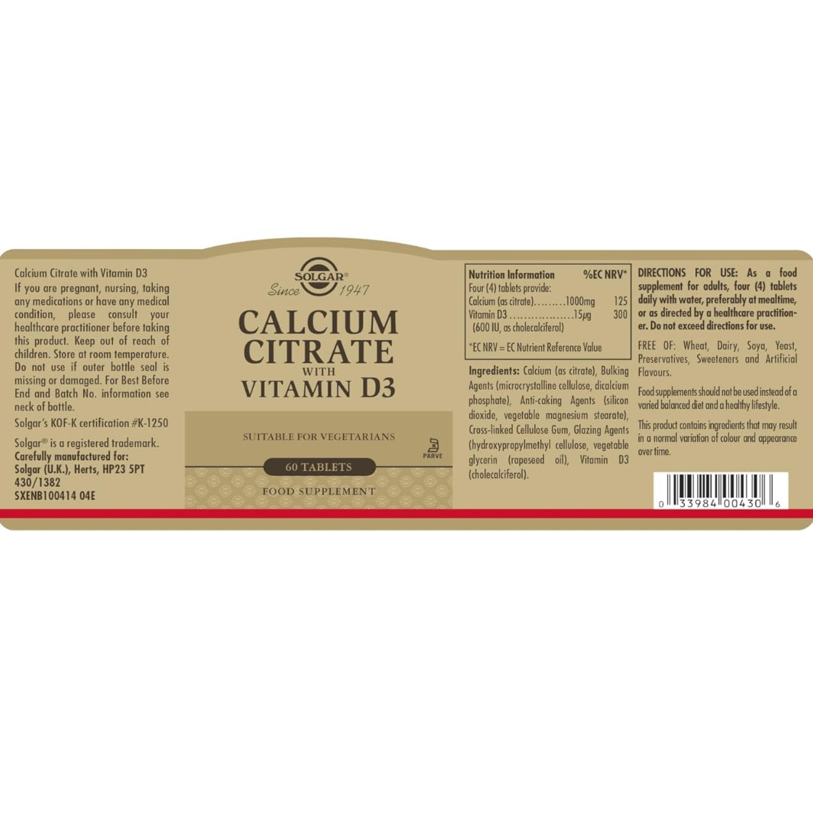 CALCIUM CITRATE WITH VITAMIN D3 TABLETS - Medaid