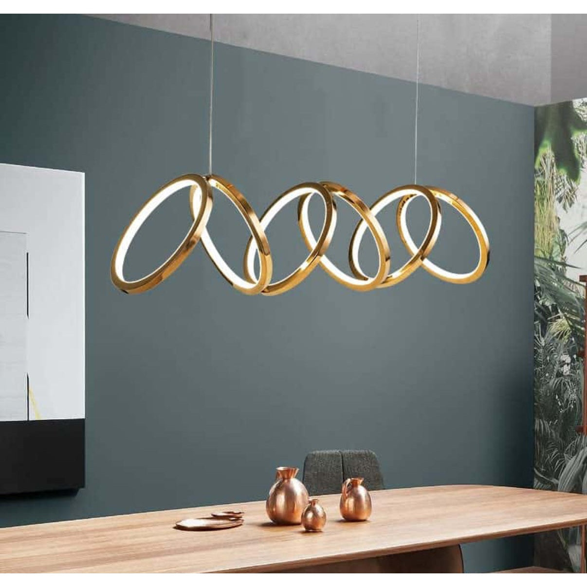74 CM Modern Hanging LED Circles Pendant Lights for Dining Room Kitchen Bedroom Living Room Gold - Medaid