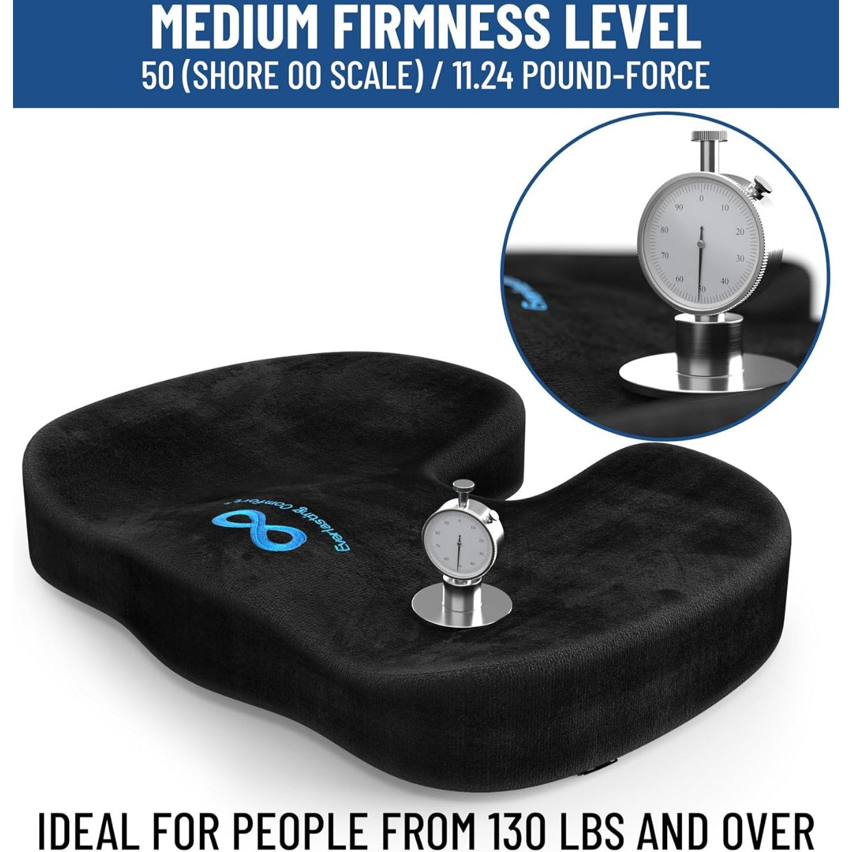 Everlasting Comfort Doctor Recommended Memory Foam Seat Cushion for Office Chairs & Car Seat - Ergonomic Office Desk Accessories for Tailbone Pain Relief, Sciatica & Back Support - Medaid International