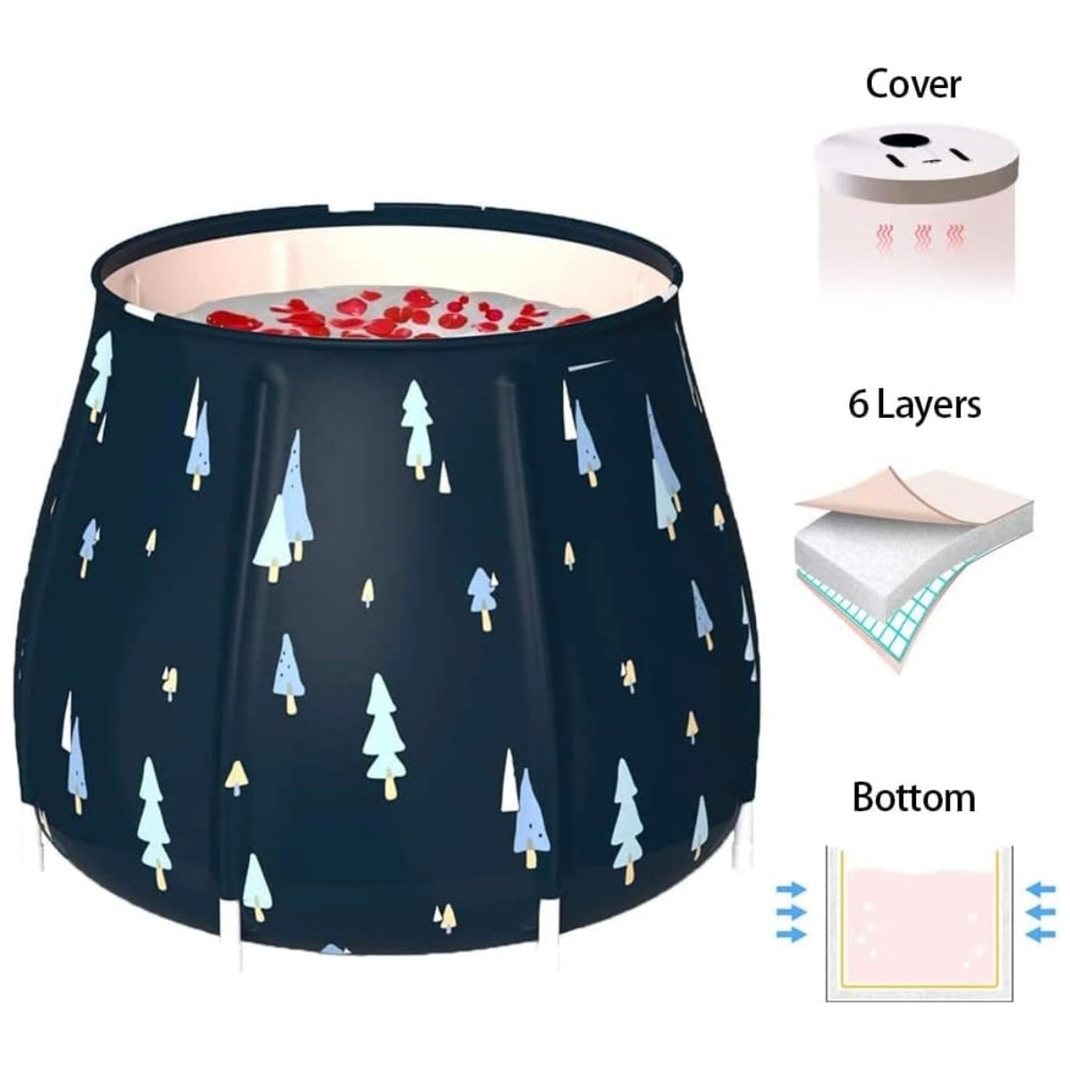 Zertylre Portable Foldable Bathtub for Adults, Soaking Tub for Shower Stall, Separate Family Bathroom SPA Hot Bath Tub, Efficient Maintenance of Temperature, Ideal for Hot bath ice bath - Medaid