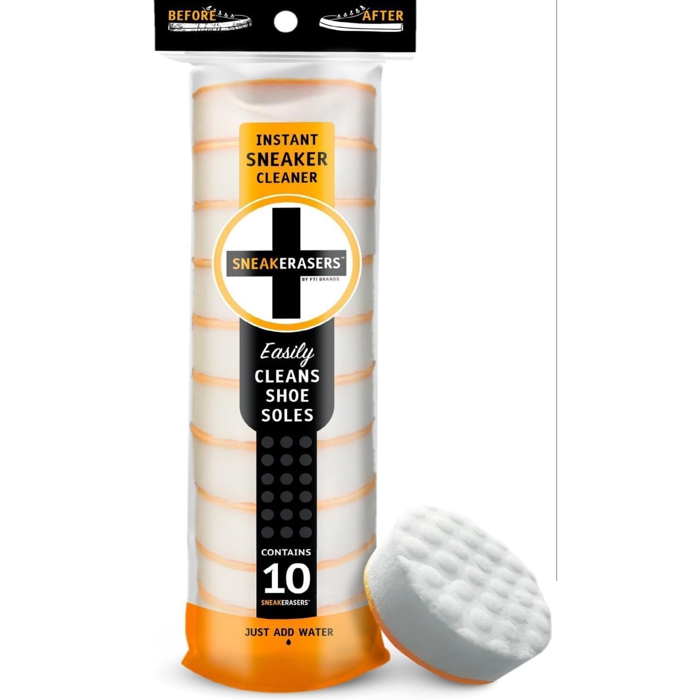 SneakERASERS Sole & Sneaker Cleaner, Premium Shoe Cleaner for Sneakers, Dual-Sided Sponges, Effective for Tennis Shoes & Women Men Sneakers, Gentle Rub Design Cleaner Kit, 1 Pack - Medaid