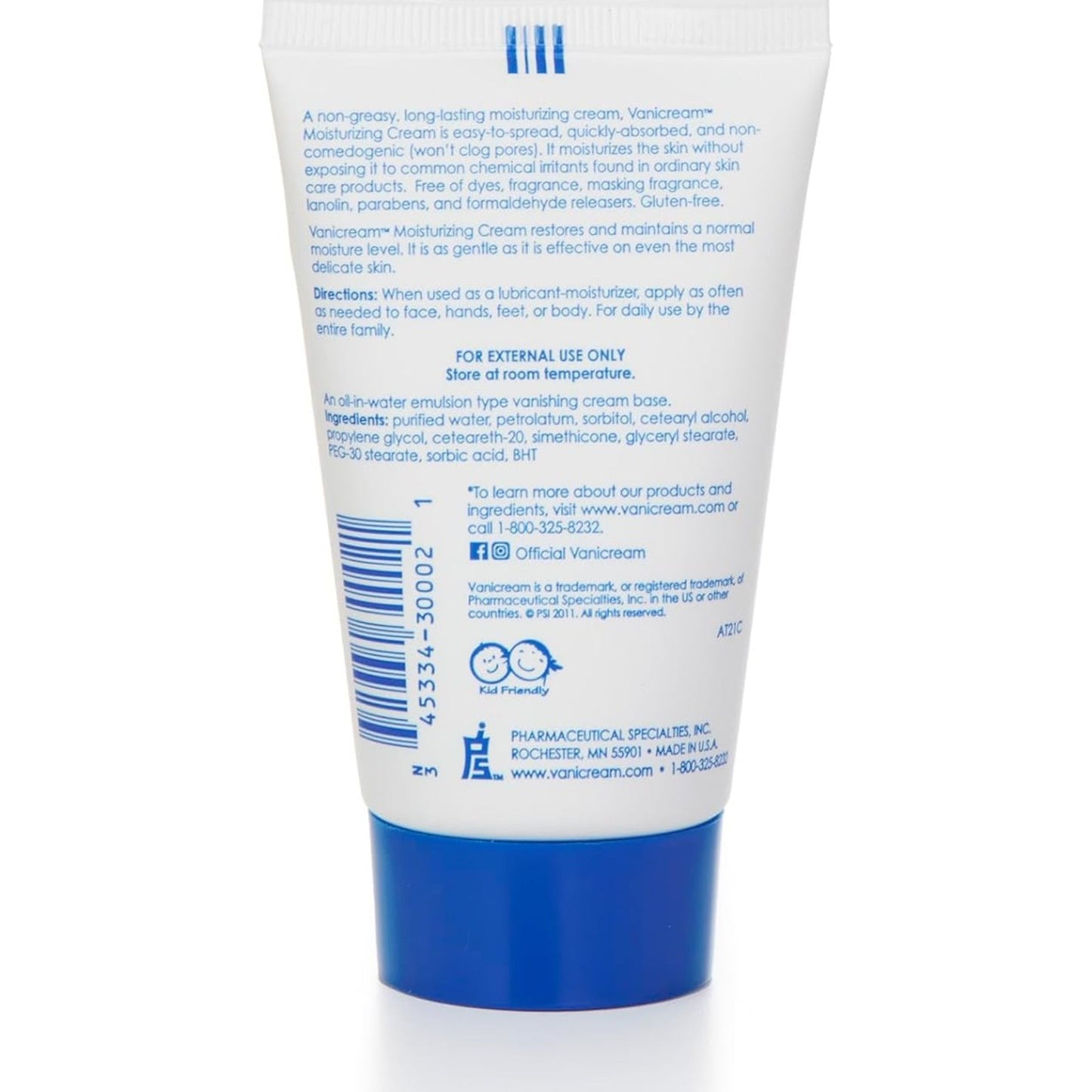 Vanicream Moisturizing Skin Cream Tube for Sensitive Skin, Soothes Red, Irritated, ed or Itchy Skin, Dye Free, Fragrance Free, Preservative Free, Dermatologist d, 2 Ounce (Pack of 1) - Medaid