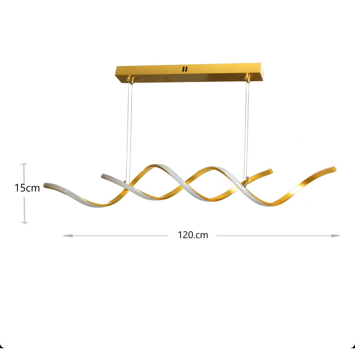 120 CM Modern Hanging LED Helix Pendant Lights for Dining Room Kitchen Bedroom Living Room Gold - Medaid