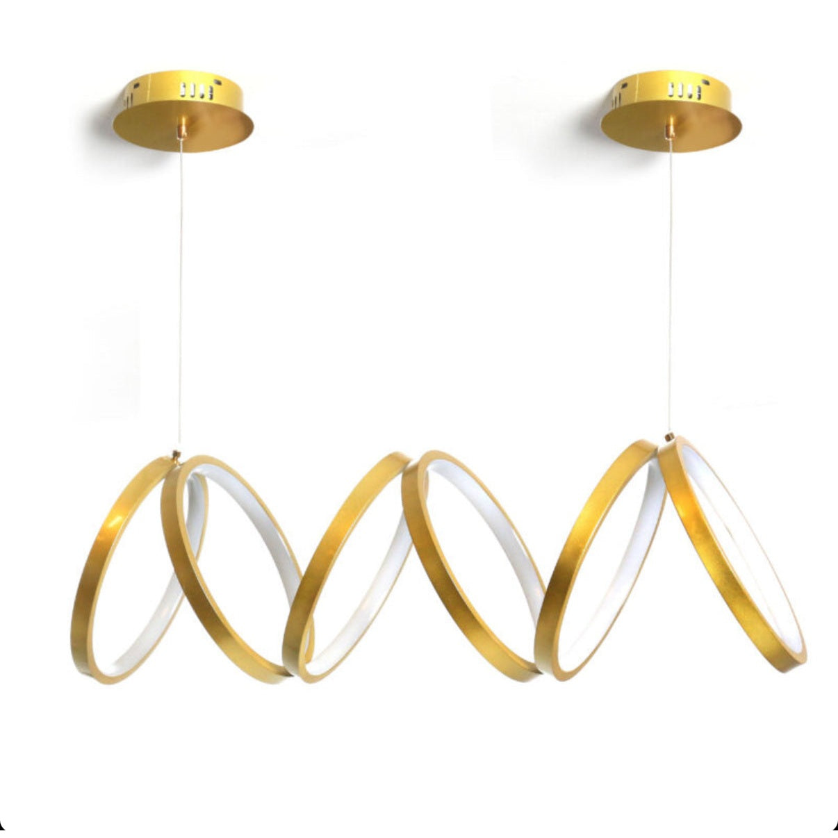 74 CM Modern Hanging LED Circles Pendant Lights for Dining Room Kitchen Bedroom Living Room Gold - Medaid