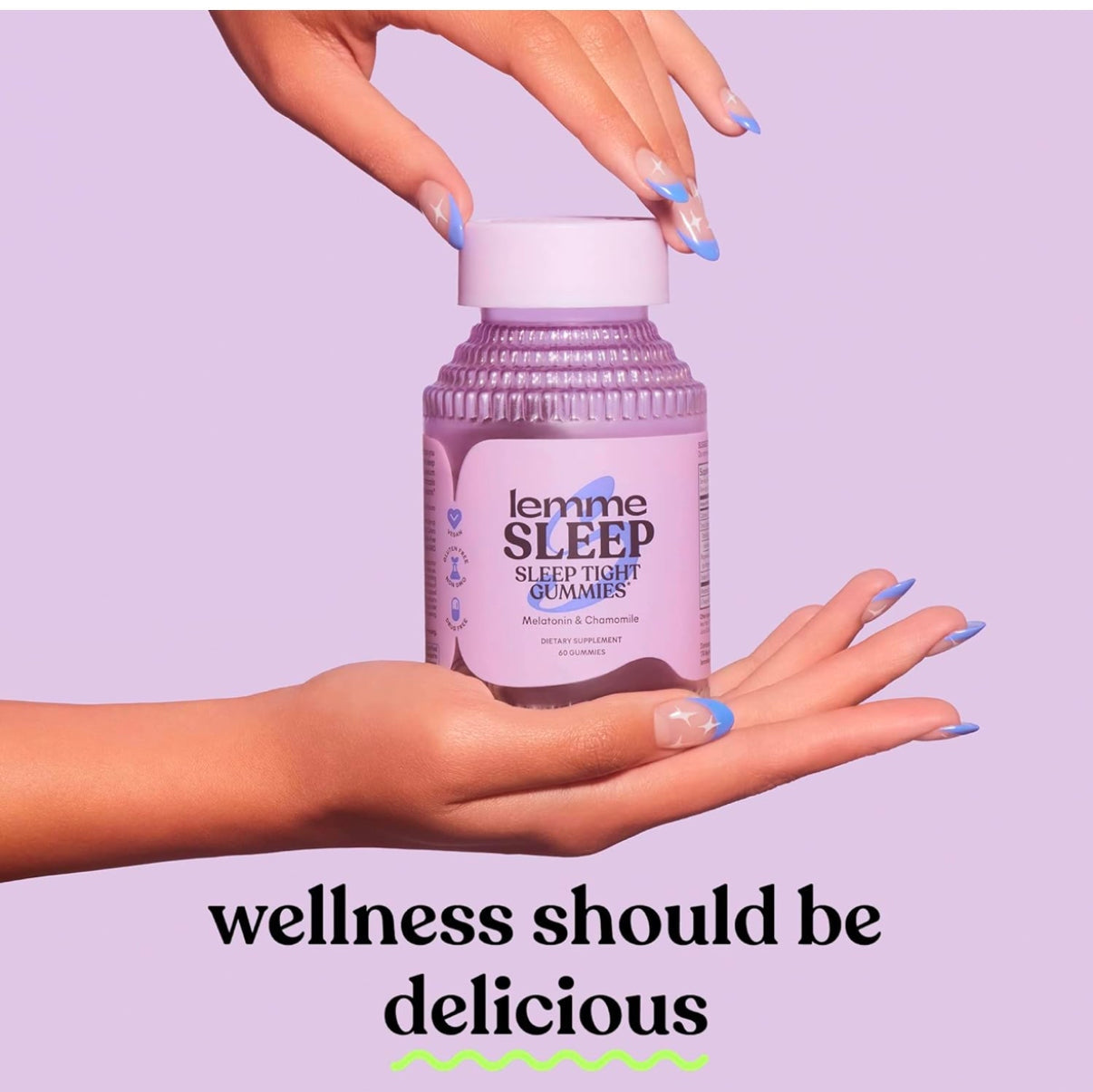 Lemme Sleep Gummies with 5mg Melatonin, Elderberry, Magnesium, L-Theanine, Chamomile and Lavender, Drug-Free Nighttime Sleep Aid, Vegan, Gluten Free, Gelatin Free, Non GMO, Berry Flavored (60 Count) - Medaid