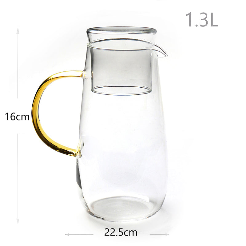 1300 ML, 2-Piece Heat-Resistant Borosilicate Glass Pitcher with Glass Cup - Medaid
