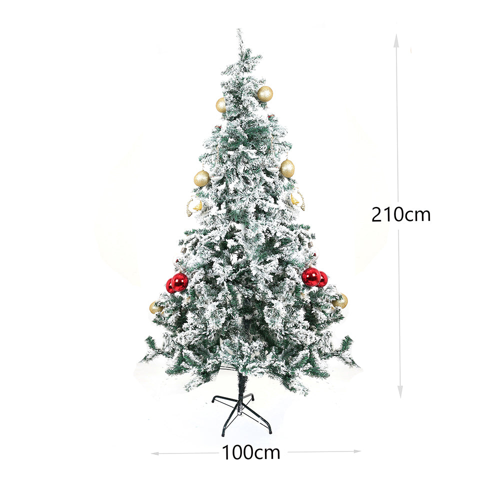 210 CM, Artificial Christmas Snow-Covered Tree - Medaid