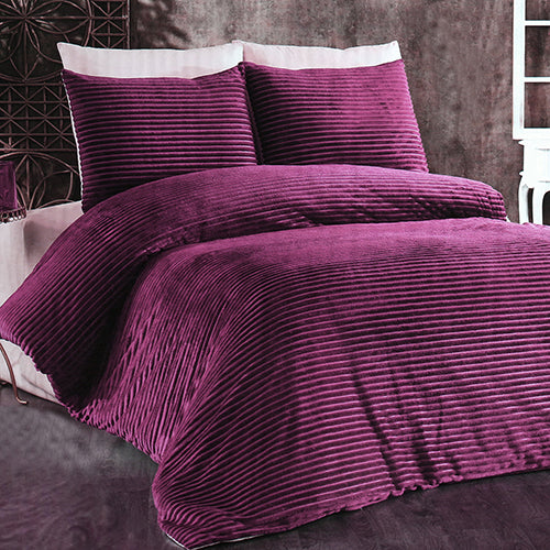 6-Pieces, Purple Duvet Plush Quilt Cover and Pillowcase Set, King Size - Medaid