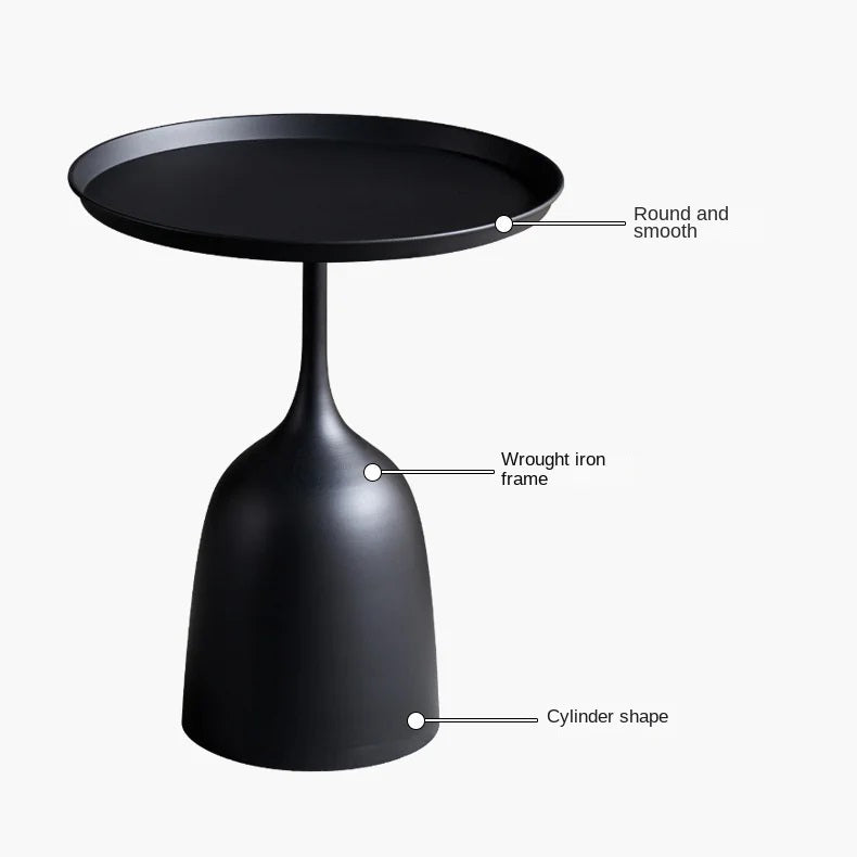 60 CM Iron Black Matte Side Table Coffee Table and Decorative Accent for Living Room Bedroom Home Decor - Medaid