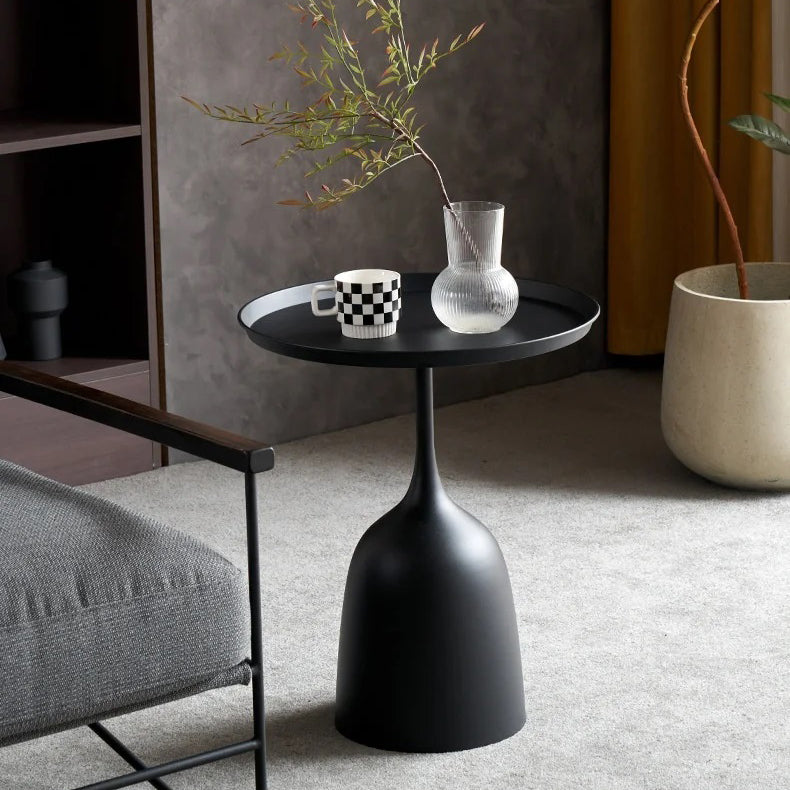 60 CM Iron Black Matte Side Table Coffee Table and Decorative Accent for Living Room Bedroom Home Decor - Medaid